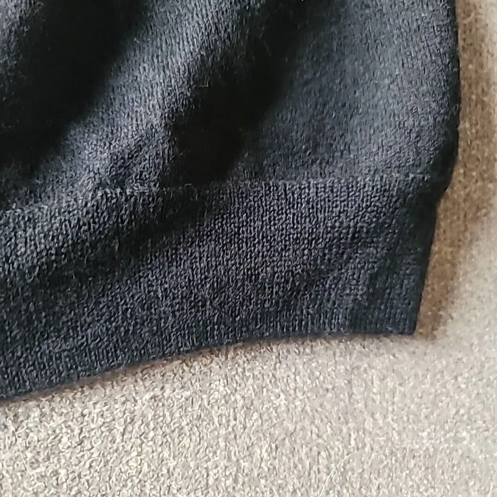 Women XL Extra Fine Merino Wool Travel pullover Polo Black Sweater Davis Squire